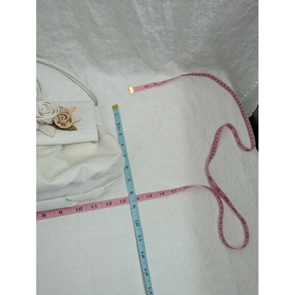 2 bags by Sylvia Cee vintage 1980s floral purse, white peach pink 44" strap P6 - Picture 8 of 12